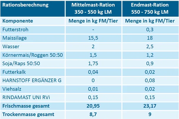 Rationszusammensetzung der Mittel- und Endmast auf dem Betrieb Koldewey Rationszusammensetzung der Mittel- und Endmast auf dem Betrieb Koldewey
